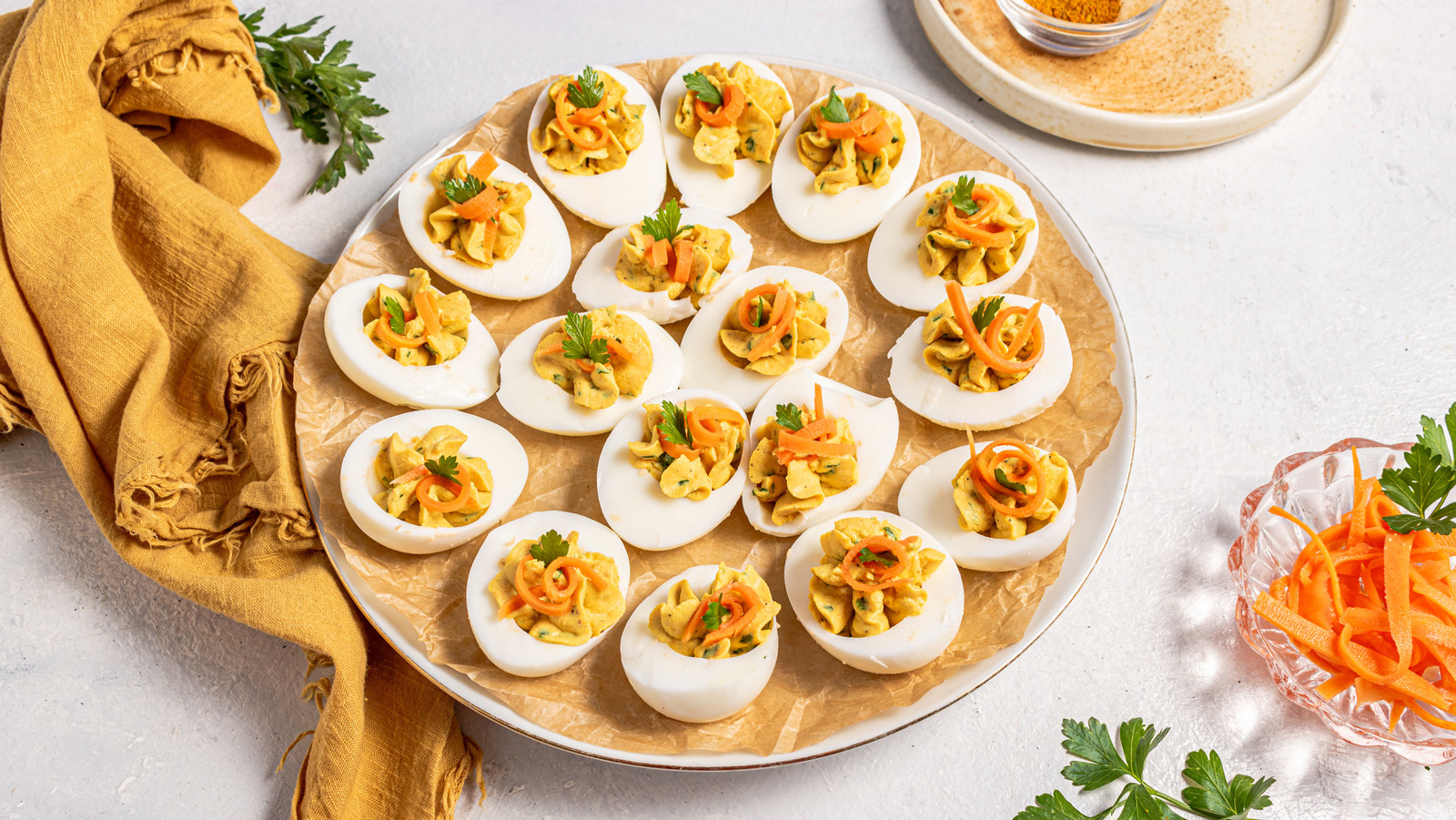 Curried Deviled Eggs With Pickled Carrots Recipe